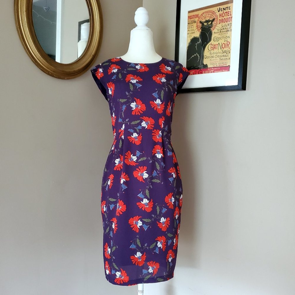 Anthropologie Maeve Blue/Red Floral Dress Size 2